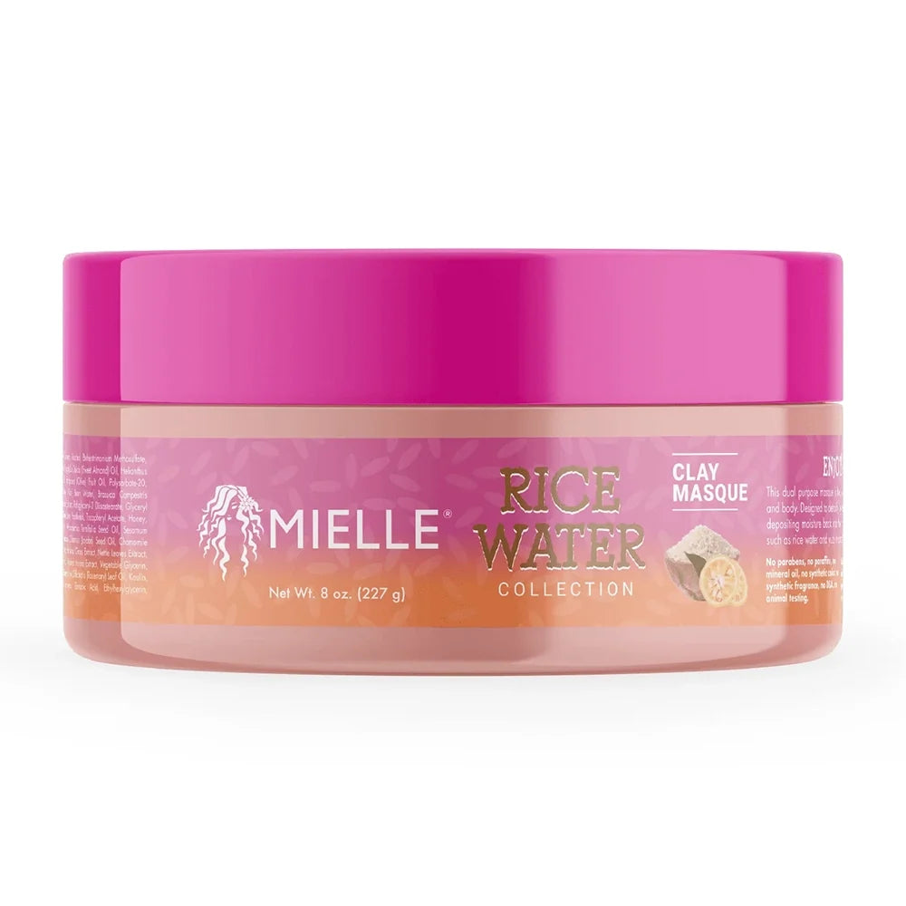 Mielle Rice Water Clay Mask: Strengthening & Hydrating Treatment for Dry, Damaged & Transitioning Hair 8 oz