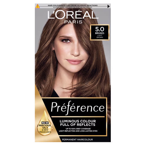 L'Oréal Préférence 5.0 Light Brown Fade-Defying Luminous Permanent Hair Colour Kit