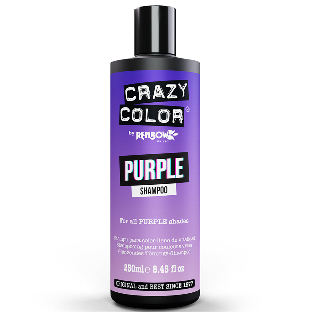Crazy Color Purple Shampoo Neutralises Yellow Tones for Blonde, Platinum, Silver & Grey Hair 250 ml / 8.45 oz