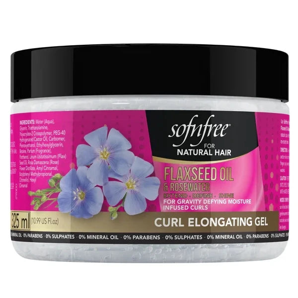 Sofn'free Flaxseed Oil & Rosewater Curl Elongating Gel for Defined, Frizz-Free Curls