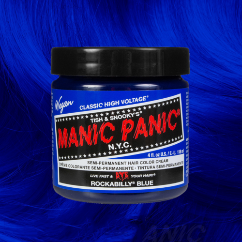 Manic Panic Semi-Permanent Hair Color Cream Rockabilly Blue | Vibrant & Conditioning Vegan Hair Dye for All Hair Types 118ml