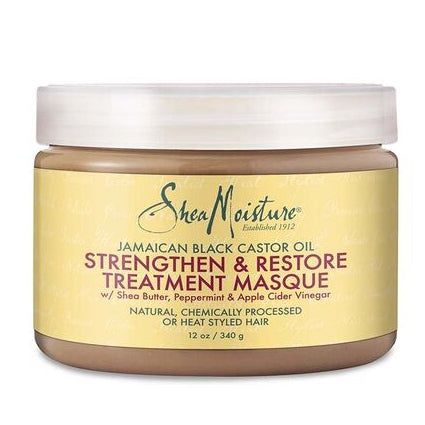 Shea Moisture Jamaican Black Castor Oil Strengthen & Restore Treatment Masque 12 oz / 355 ml - For Damaged, Brittle & Chemically Processed Hair