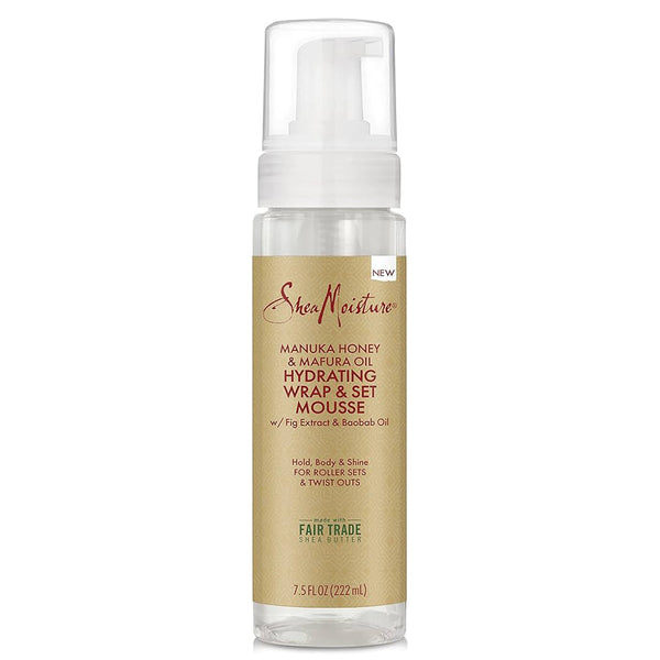 Shea Moisture Manuka Honey & Mafura Oil Hydrating Wrap & Set Mousse 7.5 oz / 222 ml - For Hydration, Hold & Shine
