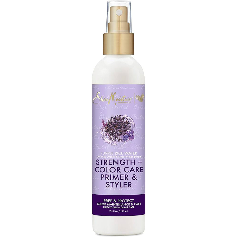 Shea Moisture Purple Rice Water Strength & Color Care Primer & Styler 7.5 oz / 222 ml - For Color-Treated Hair, Strength & Styling Prep