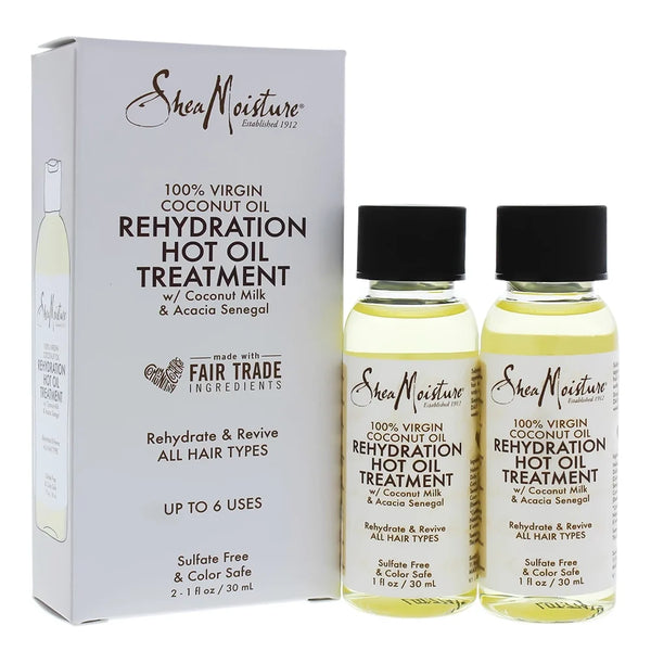 Shea Moisture 100% Virgin Coconut Oil Hot Oil Treatment 2x 1 oz / 30 ml - For Dry, Damaged & Breakage-Prone Hair