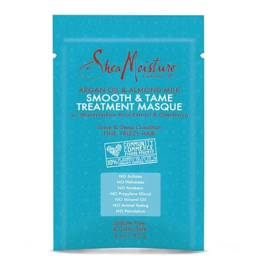 Shea Moisture Argan Oil & Almond Milk Smooth & Tame Treatment Masque 2 oz / 59 ml - For Frizzy & Fine Hair