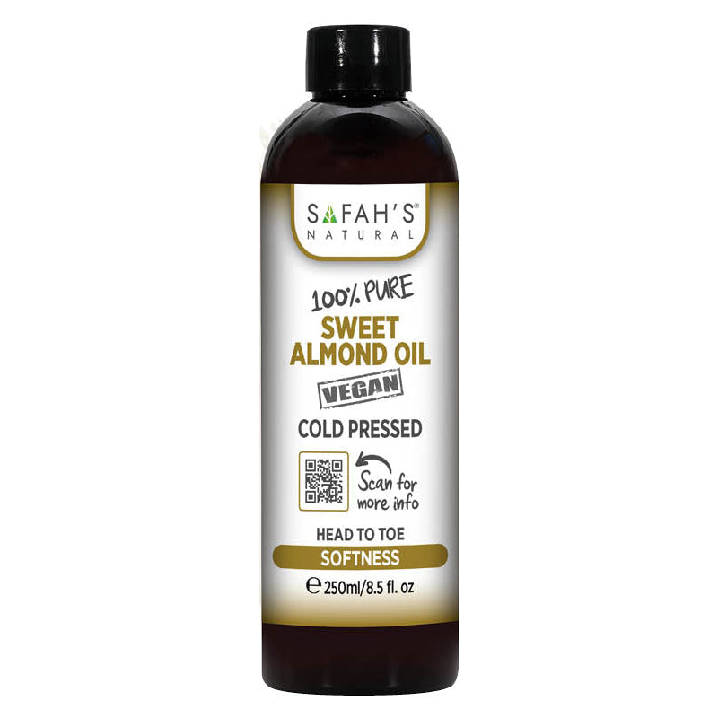 Safah's Natural 100% Pure Sweet Almond Oil Nourishing & Revitalizing for Hair & Skin 8.5 oz