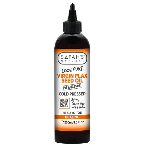 Safah’s Natural Virgin Flax Seed Oil Strengthens & Adds Shine for Healthy Hair 8.5 oz