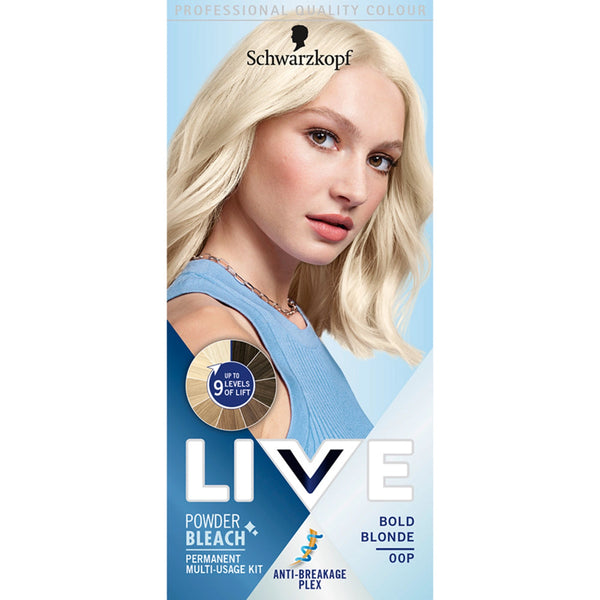 Schwarzkopf Live Powder Bleach 00P Bold Blonde At-Home Hair Lightener for Striking Blonde Results 1 Pack