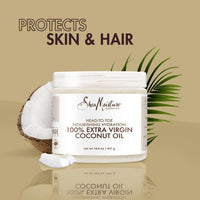 Shea Moisture 100% Extra Virgin Coconut Oil Head-to-Toe Nourishing Hydration for Hair and Skin 445 ml/15.1 oz