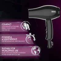 WAHL Travel Hair Dryer Lightweight & Dual Voltage for Global Travellers