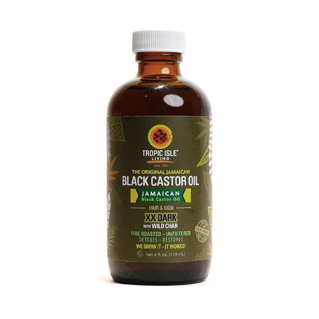 Tropic Isle Living Jamaican Black Castor Oil XX Dark with Wild Char Oil for Stronger Hair & Healthy Scalp 118ml / 3.99 oz