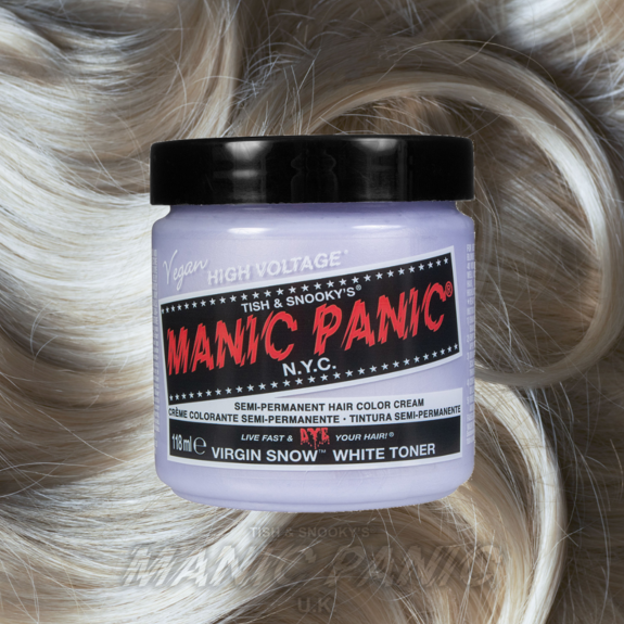 Manic Panic Semi-Permanent Hair Color Cream | Virgin Snow Toning Formula for Bleached & Platinum Blonde Hair 118ml