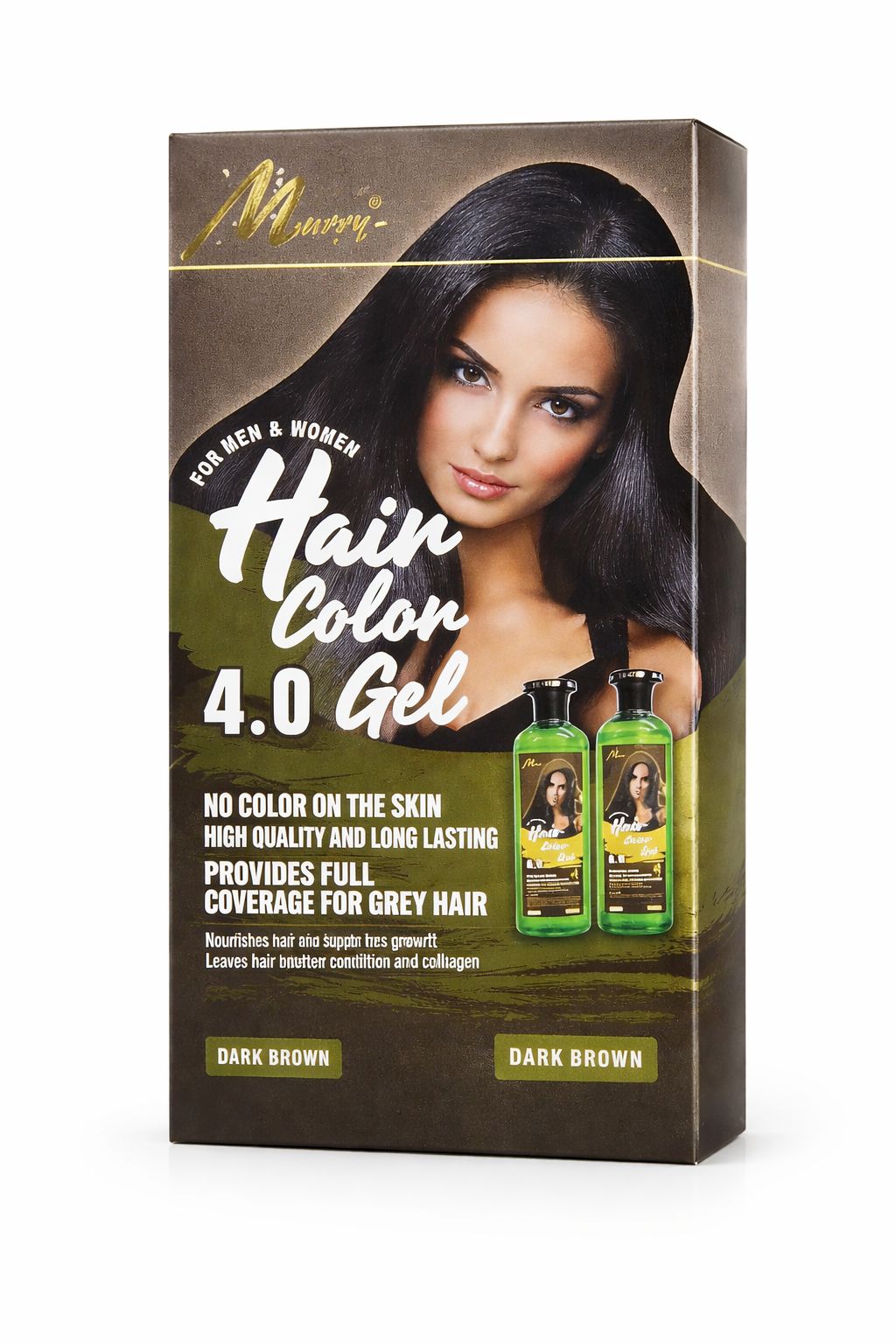 Murry Hair Color 4.0 Gel Dark Brown No-Stain Long-Lasting Grey Coverage for Men & Women 2 x 500ml (16.91 oz)