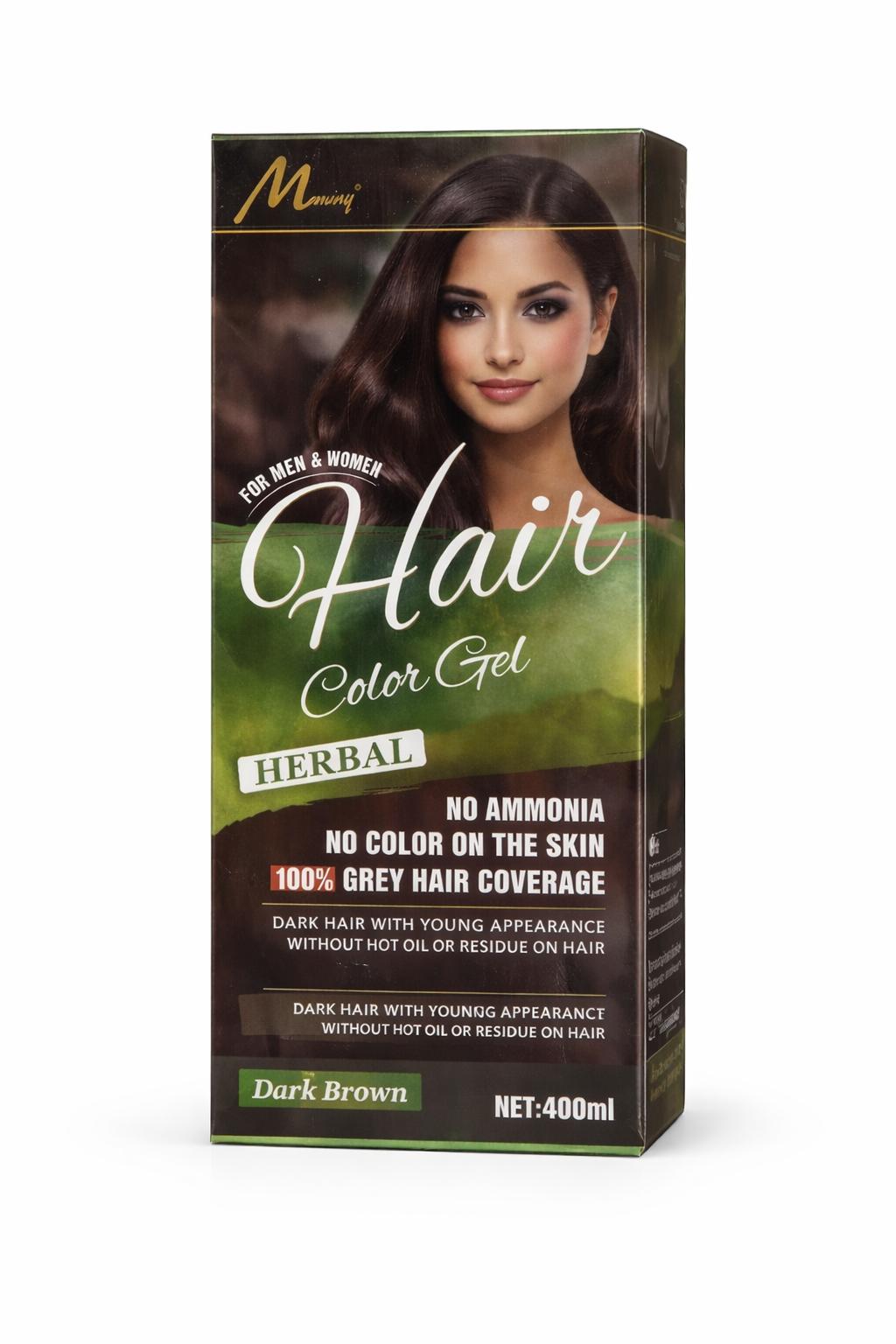 Murry Herbal Hair Color Gel – Dark Brown No Ammonia Grey Coverage Hair Dye for Men & Women 400ml/13.53 oz