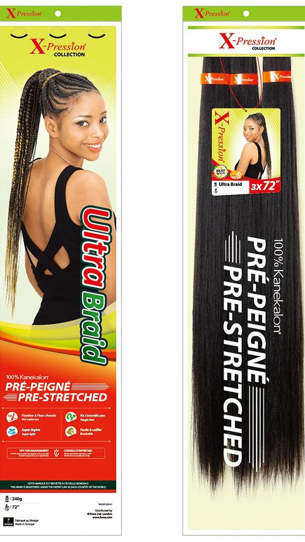 X Pression Ultra Braid Pre Stretched (3x 72 inch) Faster Protective Styling