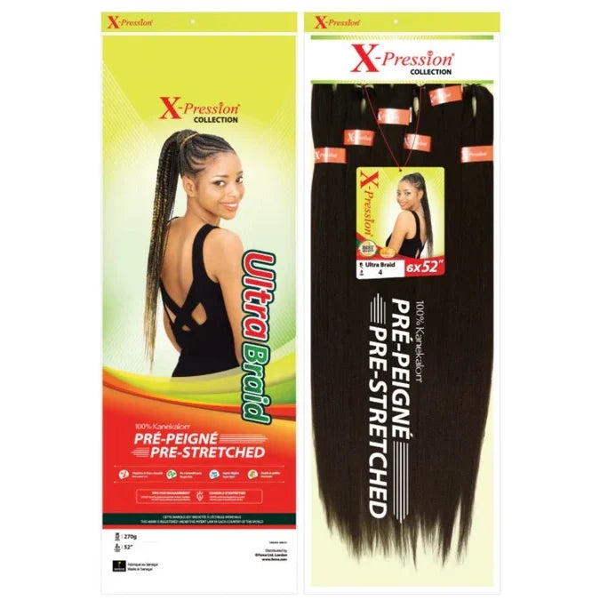 Xpression Pre Stretched ultra braid Hair (6x 52 Inch) Faster Protective Styling