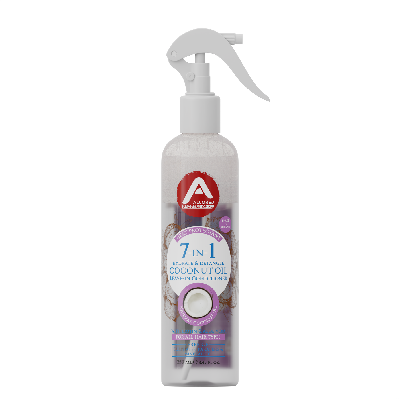 Allored Professional 7-in-1 Coconut Oil Leave-In Conditioner for All Hair Types 250 ml/8.5 oz