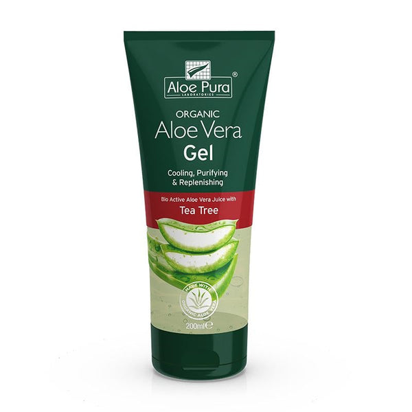 Aloe Pura Aloe Vera Gel with Tea Tree Oil - Soothing, Purifying & Hydrating for Skin & Hair 200ml/6.76 oz
