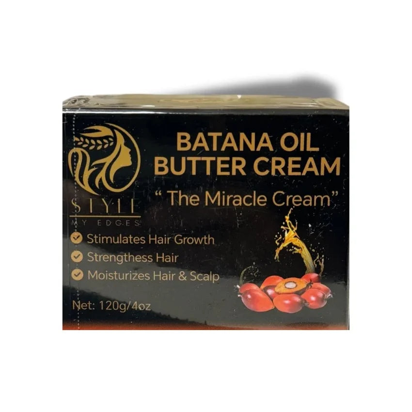 Style My Edges Batana Oil Butter Cream Nourishing Edge & Styling Cream for Natural & Textured Hair 4 oz
