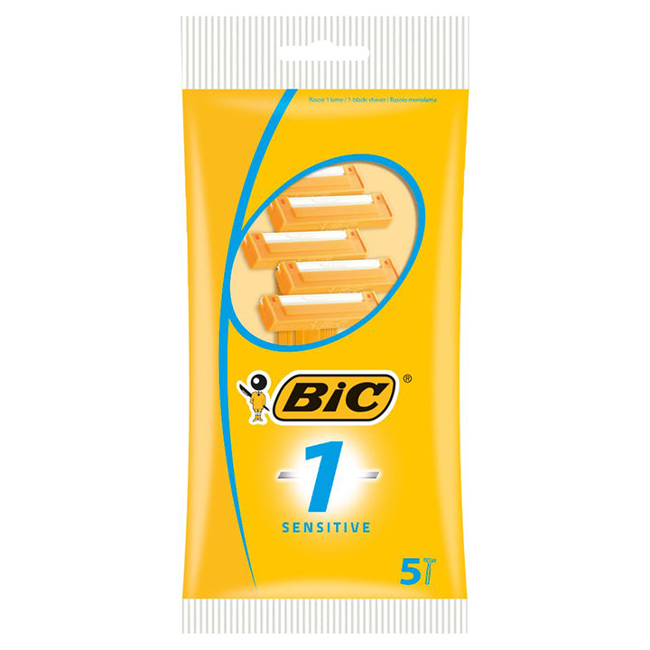 BiC 1 Sensitive Shavers for a Smooth, Gentle Shave on Sensitive Skin - 5 Pack