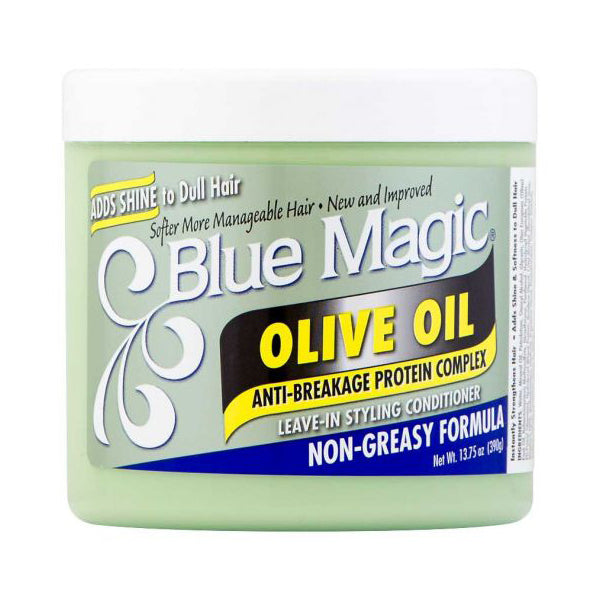 Blue Magic Olive Oil Leave-In Styling Conditioner 14 oz / 390 gm - For Natural & Relaxed Hair, Deep Moisture & Curl Control