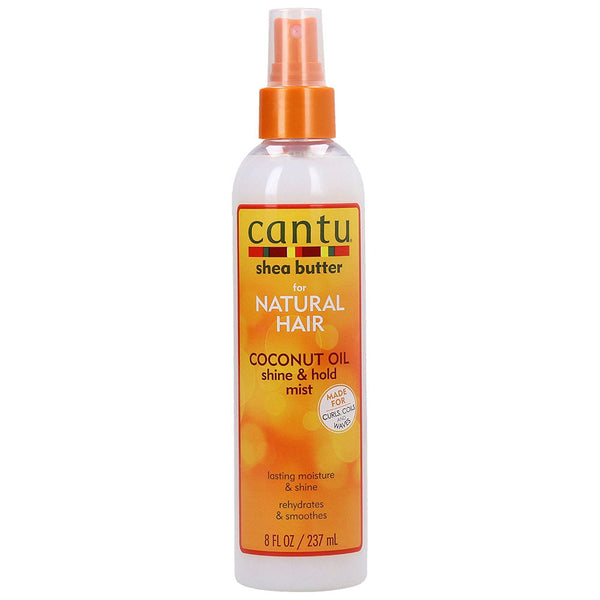 Cantu Coconut Oil Shine & Hold Mist 8 oz / 237 ml - For Frizz-Free, Hydrated Curls