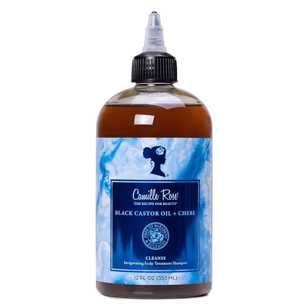 Camille Rose Black Castor Oil + Chebe Scalp Treatment Shampoo for Stronger, Healthier Hair 12 oz