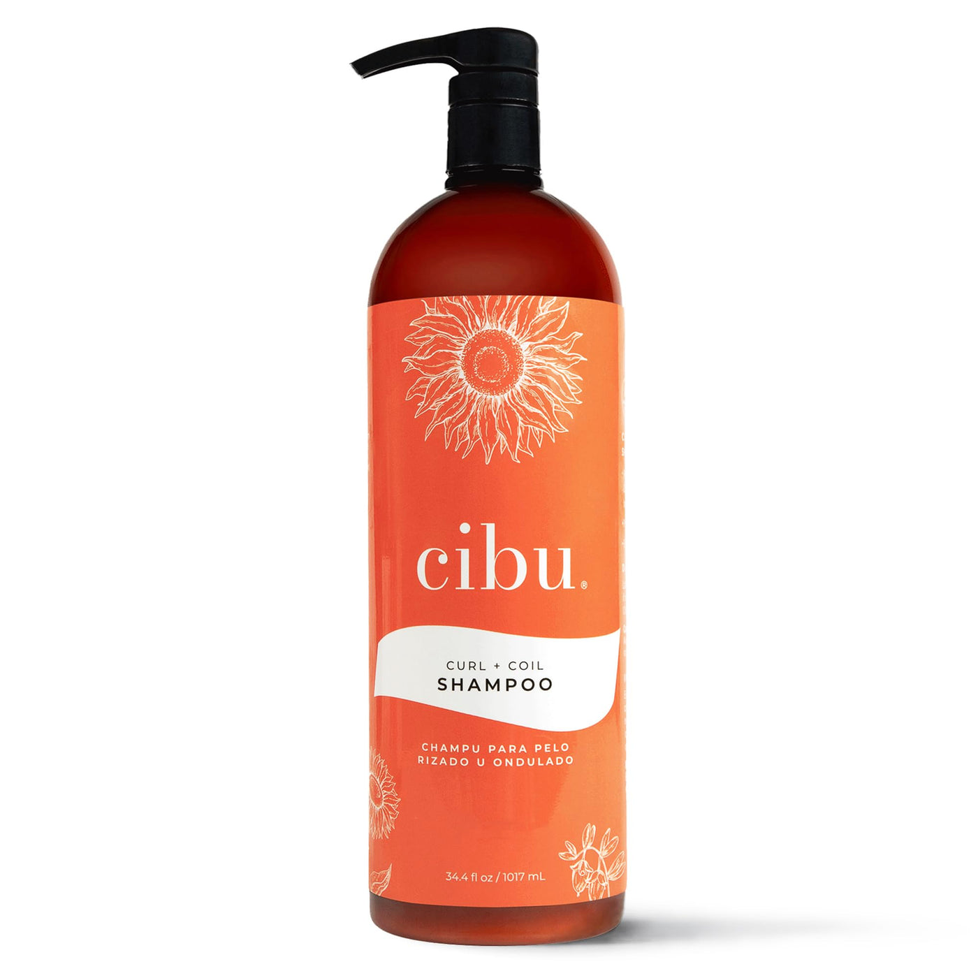 CIBU Curl + Coil Shampoo 1L - Gentle, Sulfate-Free Curl Care for Defined, Frizz-Free Hair