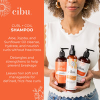 CIBU Curl + Coil Shampoo 1L - Gentle, Sulfate-Free Curl Care for Defined, Frizz-Free Hair