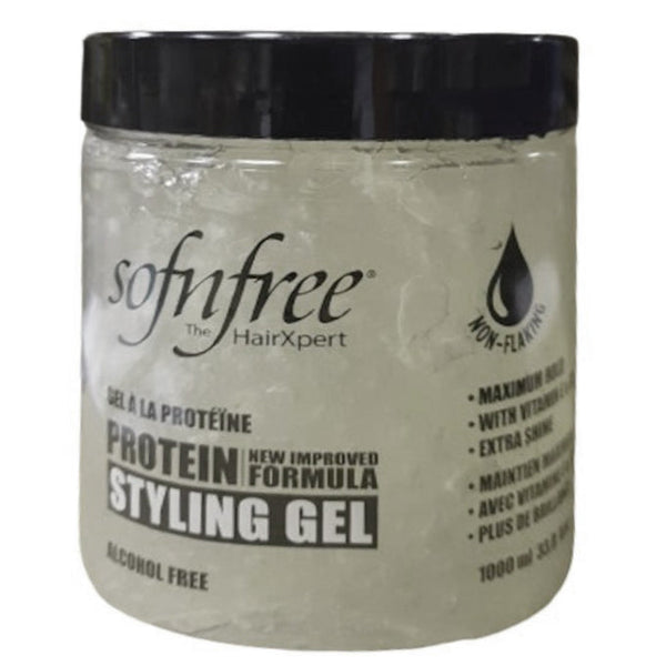 Sof n Free Sofn'free Protein Styling Gel Clear for Strong Hold & Defined Styles 1000 ml/33.81 oz