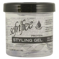 Sof n Free Protein Styling Gel Clear Strong Hold & Frizz Control for All Hair Types 6 oz