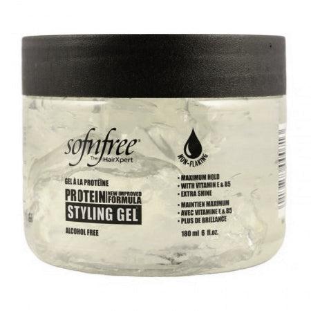 Sof n Free Protein Styling Gel Clear Strong Hold & Frizz Control for All Hair Types 6 oz