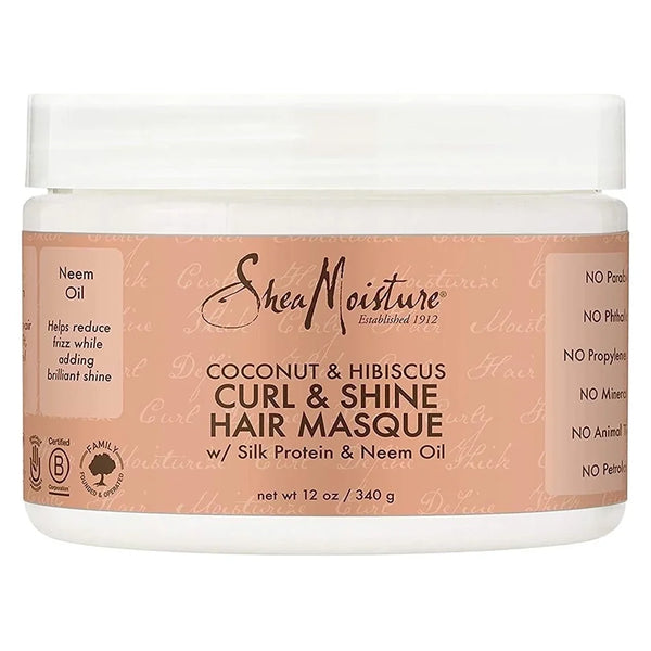 Shea Moisture Coconut & Hibiscus Curl & Shine Hair Masque 12 oz / 355 ml - For Frizz Control & Defined Curls