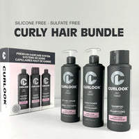 CURLOOK Curly Hair Package – Sulfate-Free, Silicone-Free Shampoo, Conditioner & Leave-In Cream (400ml Each) | Made in Canada