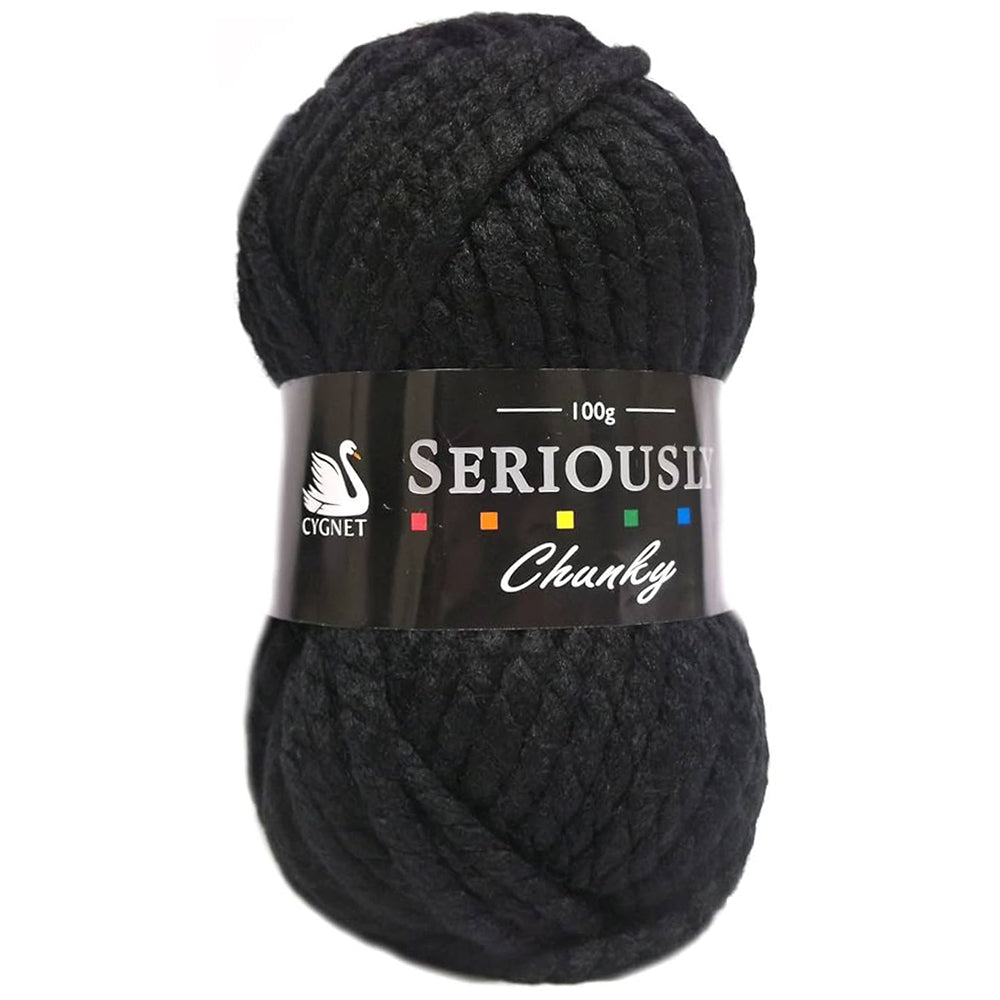 Cygnet Super Chunky Acrylic Yarn - Black | Soft & Durable for Braiding & Hair Crafts | 100g / 3.53oz