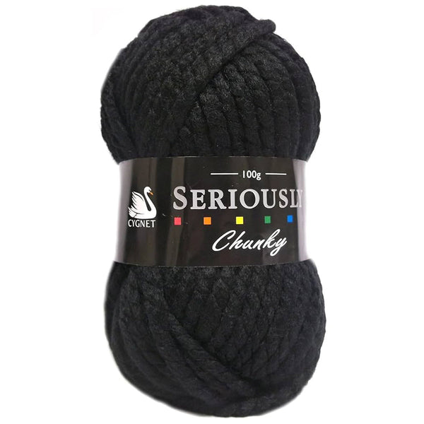 Cygnet Super Chunky Acrylic Yarn - Black | Soft & Durable for Braiding & Hair Crafts | 100g / 3.53oz