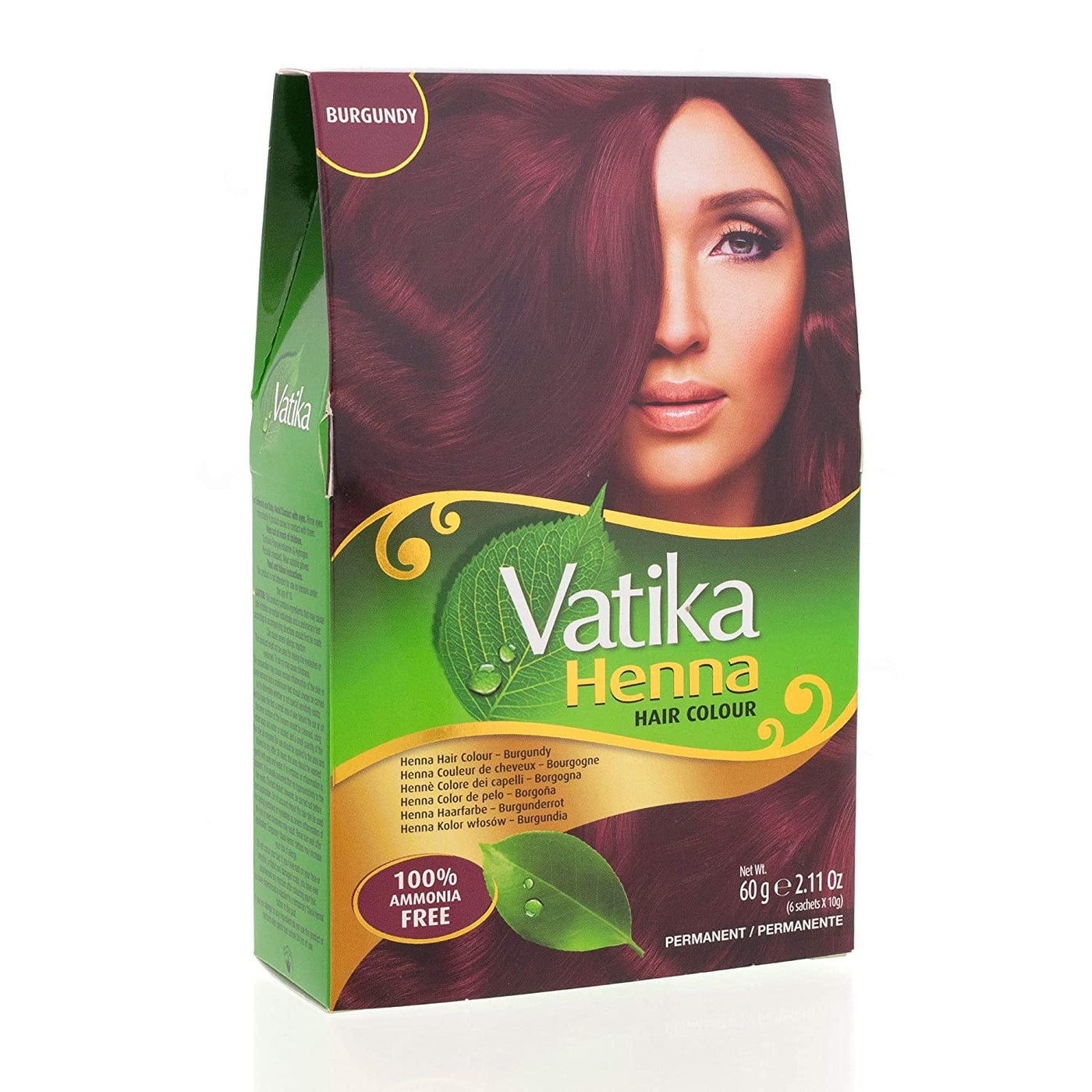 Vatika Henna Hair Colour for Natural-Looking Colour & Conditioning for All Hair Types 60g/2.12 oz