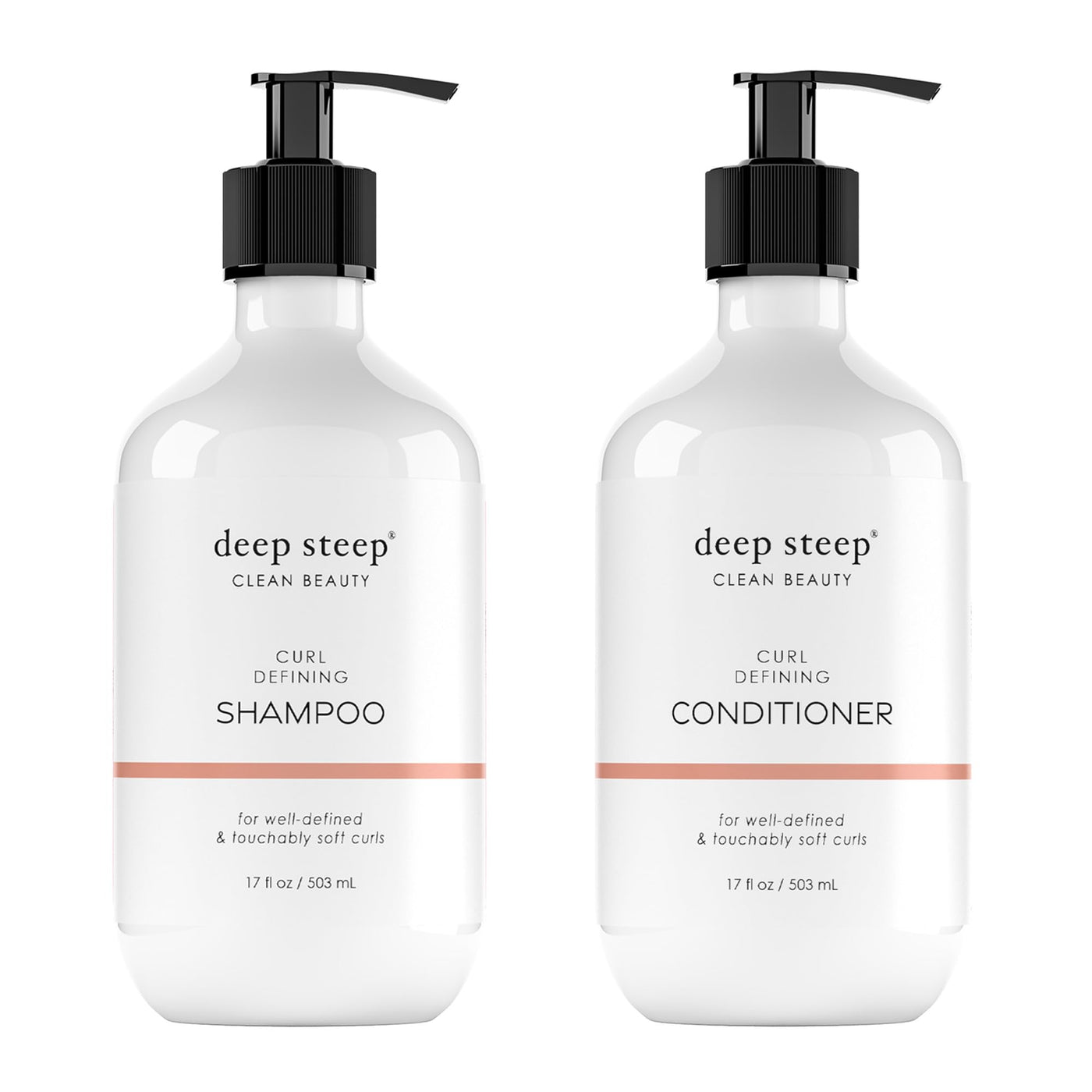 Deep Steep Curl Defining Shampoo & Conditioner, 17 oz – Moisturizing, Sulfate-Free, Vegan Hair Care for Curly Hair