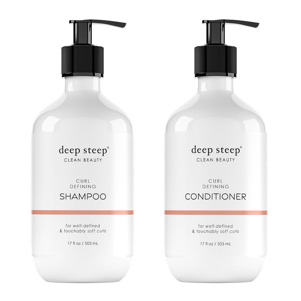 Deep Steep Curl Defining Shampoo & Conditioner, 17 oz – Moisturizing, Sulfate-Free, Vegan Hair Care for Curly Hair