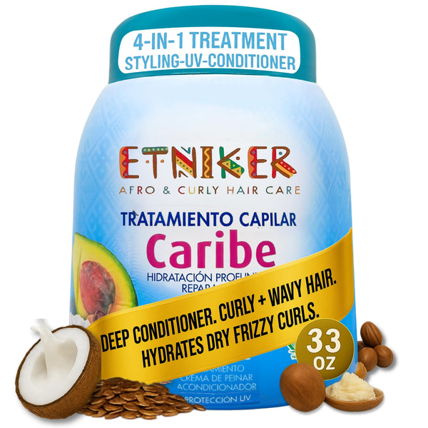 ETNIKER AFRO HAIR CARE Caribe Leave-In Conditioner for Curly Hair | Hydrating Curl Cream & Hair Mask (33 oz)