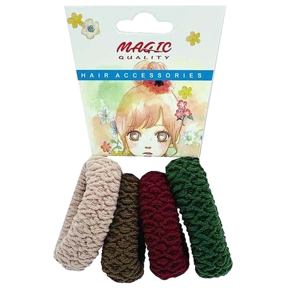 Magic Quality Hair Bobbles & Pony Bands: Gentle, Secure Hold for All Hair Types - 4 Pcs