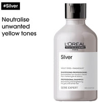 L'Oréal Professionnel Serié Expert Silver Shampoo Neutralises Yellow Tones & Brightens for Grey, White, and Light Blonde Hair 300 ml/10.14 oz