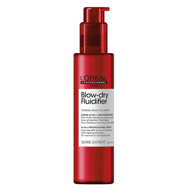 L'Oréal Professionnel Serié Expert Blow-Dry Fluidifier 10-in-1 Professional Cream for Heat Protection & Anti-Frizz for All Hair Types 150 ml/5.07 oz