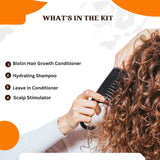 J'Organic Solutions 4-Piece Kids Curl Care Kit | Leave-In Conditioner, Scalp Stimulator, Shampoo & Conditioner