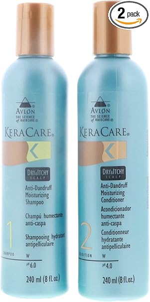 Keracare Dry & Itchy Scalp Moisturizing Shampoo + Conditioner 8 oz / 237 ml - For Soothing Dry & Flaky Scalps