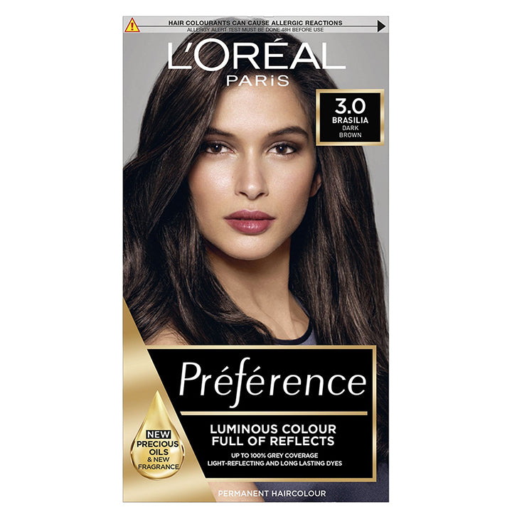 L'Oréal Préférence 3.0 Dark Brown Permanent Hair Colour Kit | Fade-Defying Luminous Shine