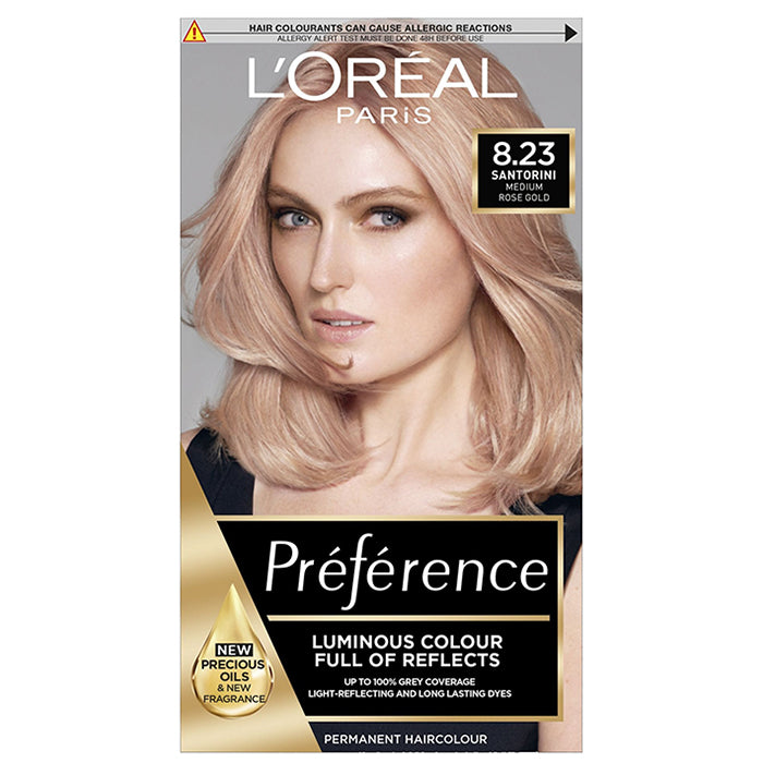 L'Oréal Préférence 8.23 Medium Rose Gold Permanent Hair Dye | Intense, Fade-Defying Colour & Luminous Shine