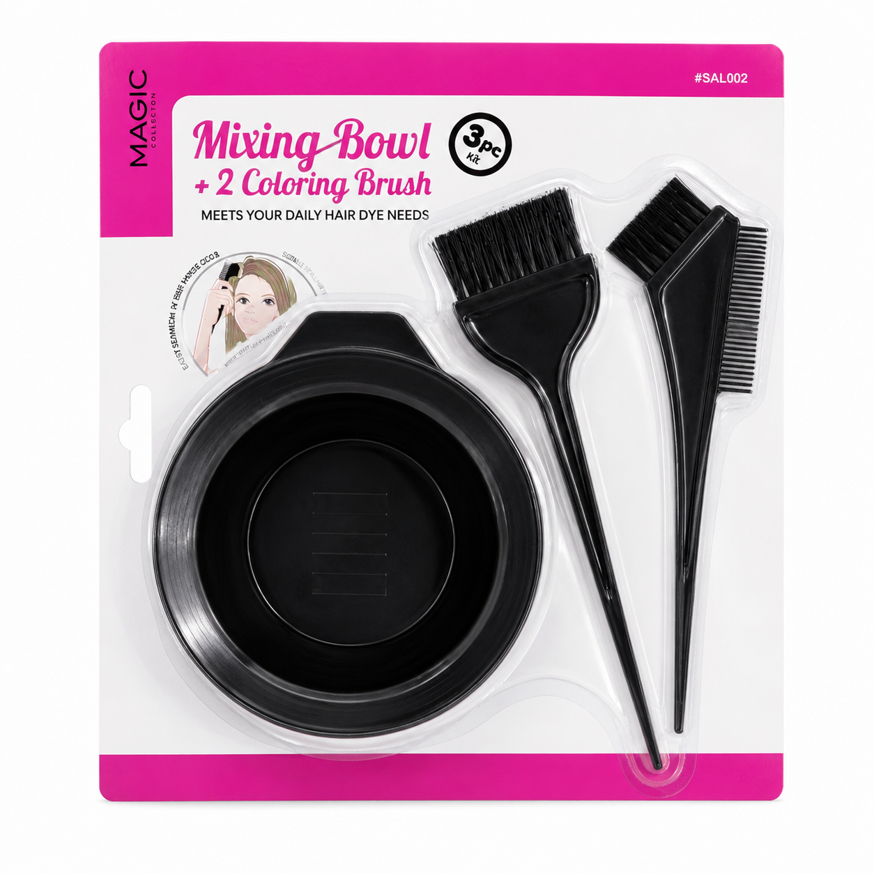 Magic Collection Mixing Bowl + 2 Colouring Brush Set Precise Colour Application 3 Pieces