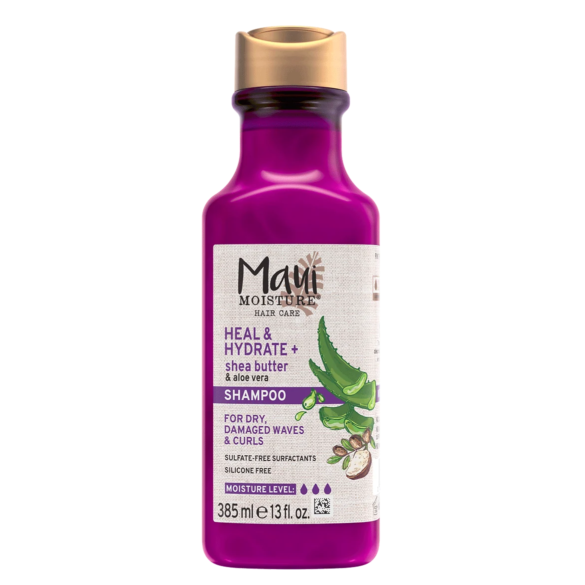 Maui Moisture Hydrate + Shea Butter Shampoo Deep Hydration for Dry, Damaged Hair 385 ml/13.1 oz